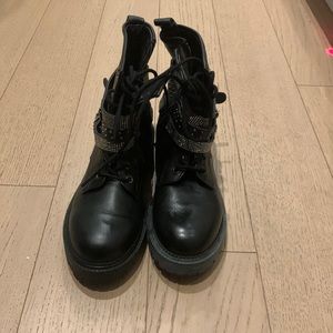 Steve Madden combat boots with jeweled accent